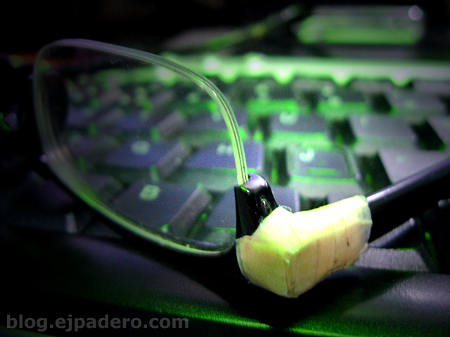 Masking tape on glasses